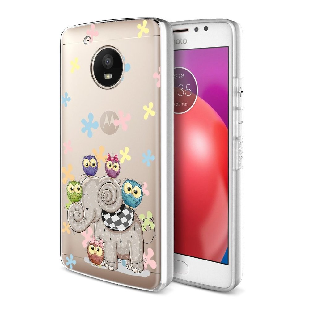 NEW Motorola Moto E4 Case Cover Clear Elephant Owl Floral
